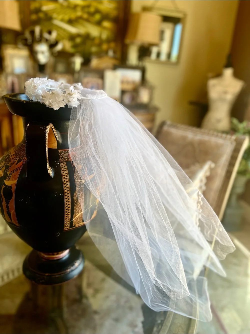White Floral Veil Headband flower girl, Catholic Confirmation, Mantilla